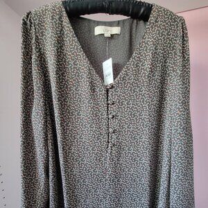 Loft Women's Blouse.  Grey/Red.  Size Small.  Never worn.